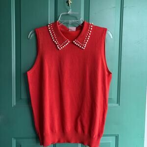 Luna XL orange Sleeveless Top with Pearl embellishments like new